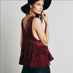 Free People - Intimately Deep V Lace Top - Size:S